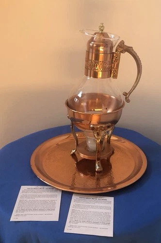 Vintage Princess House Copper Coffee Carafe w/ Stand & Tray