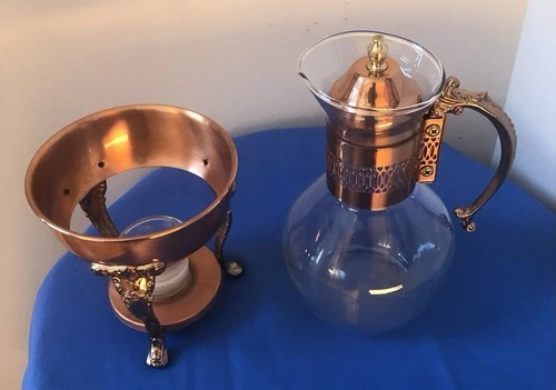 Vintage Princess House Copper Coffee Carafe w/ Stand & Tray - photo 2