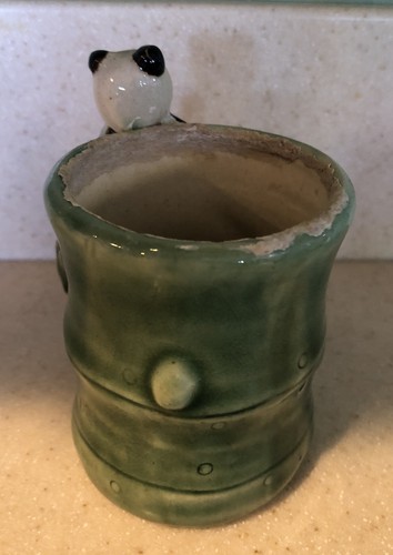 Vintage Panda Cup Green Glazed Tea Bamboo - photo 3