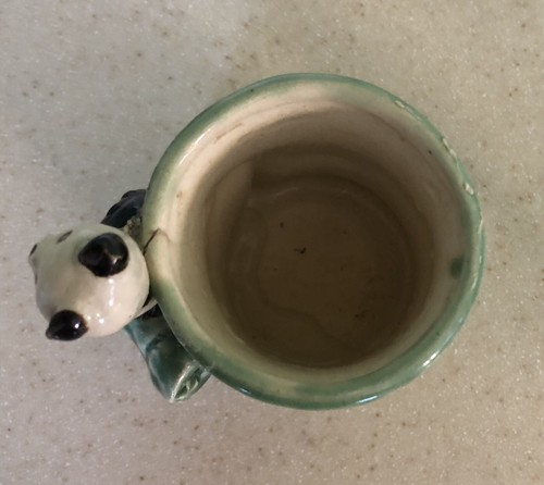 Vintage Panda Cup Green Glazed Tea Bamboo - photo 5