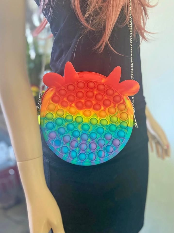 NWOT Vibrant Rainbow Fidget Pop It Purse