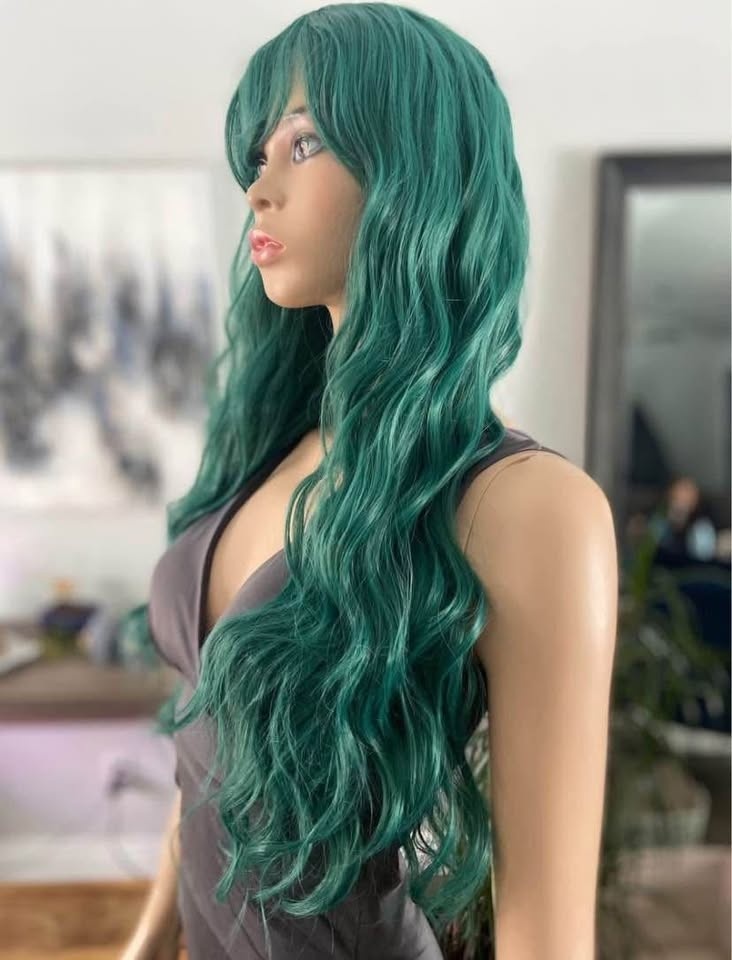 NWOT 26” Long Wavy Solid Green Synthetic Wig 2258 - photo 5