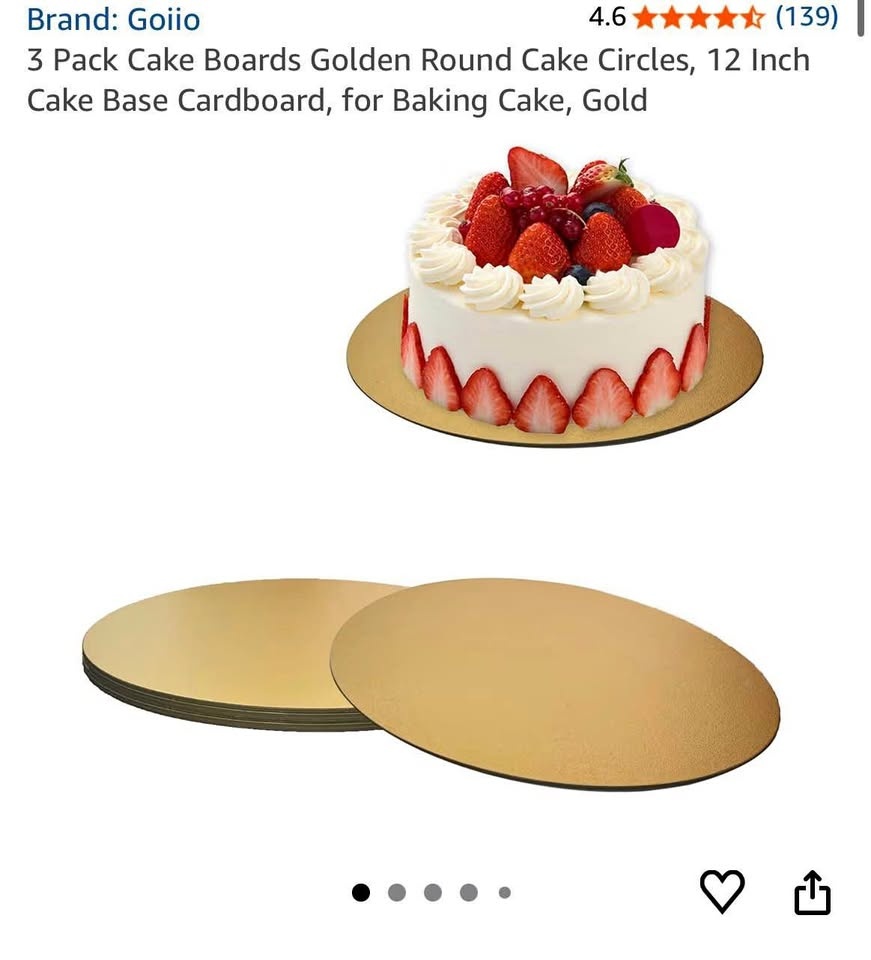 12 inch Gold Circle Cake Cardboard (Pack of 6)