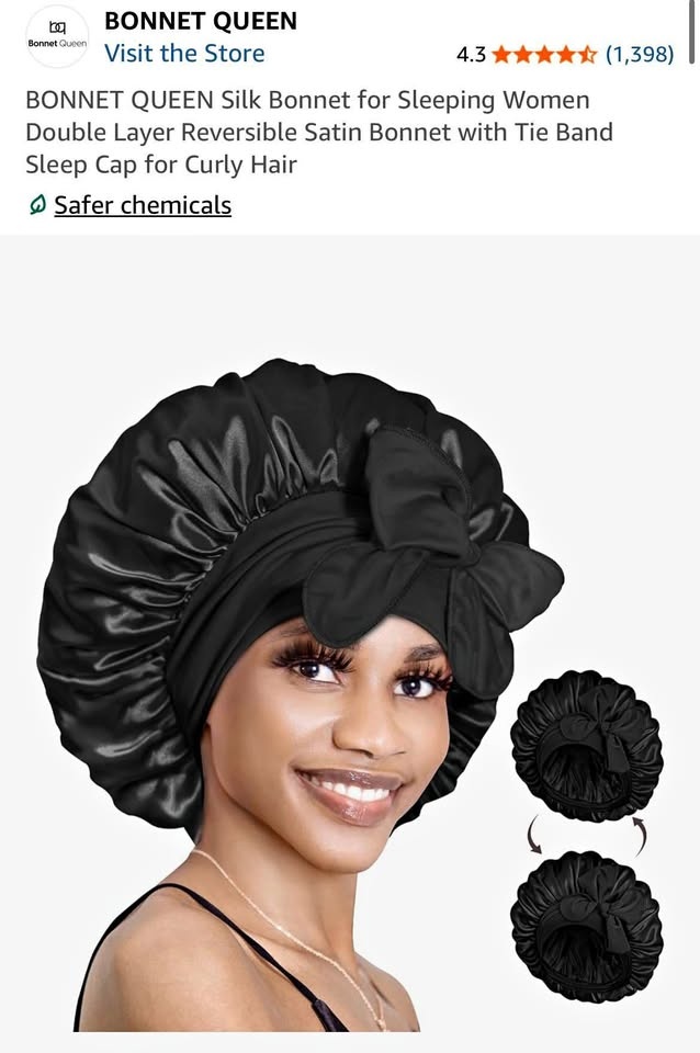 Grey/black medium satin tie back bonnet