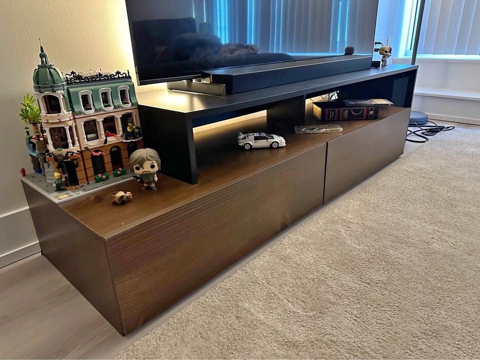 TV Stand - Dark Wood & Black