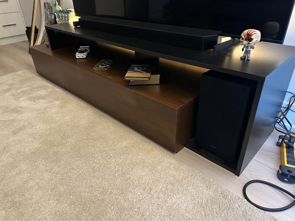 TV Stand - Dark Wood & Black - photo 2