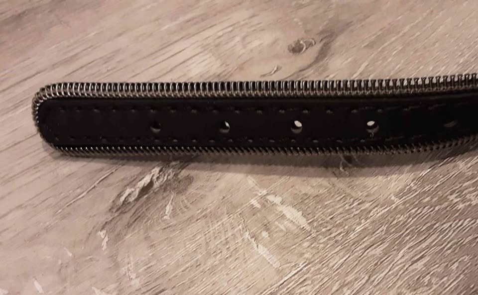 EUC Bret Michaels Pets Rock Black Leather Zipper Dog Collar Size - photo 4