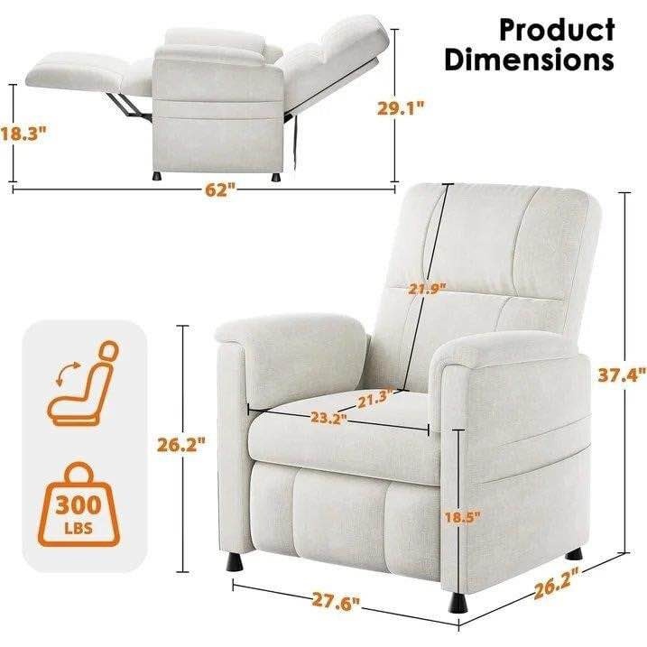 Cream Power Recliner Chair with Side Pockets - photo 2