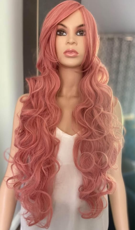 NWOT: 90cm Long Pink Curly Synthetic Cosplay Wig w Bangs 323 - photo 4