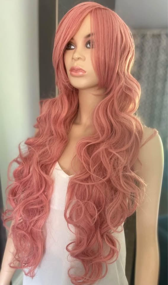 NWOT: 90cm Long Pink Curly Synthetic Cosplay Wig w Bangs 323 - photo 5