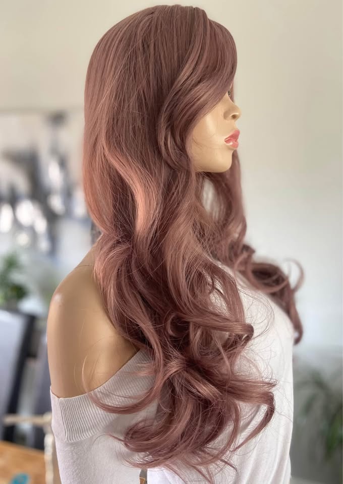 NWOT 28" Long Wavy Mauve Purple Synthetic Wig w Bangs 2298 - photo 4