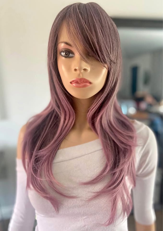NWT Long Straight Ombré Purple Pink Synthetic Wig 2300