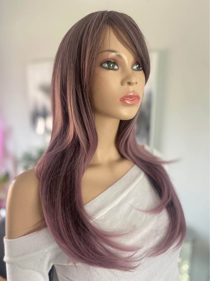 NWT Long Straight Ombré Purple Pink Synthetic Wig 2300 - photo 3