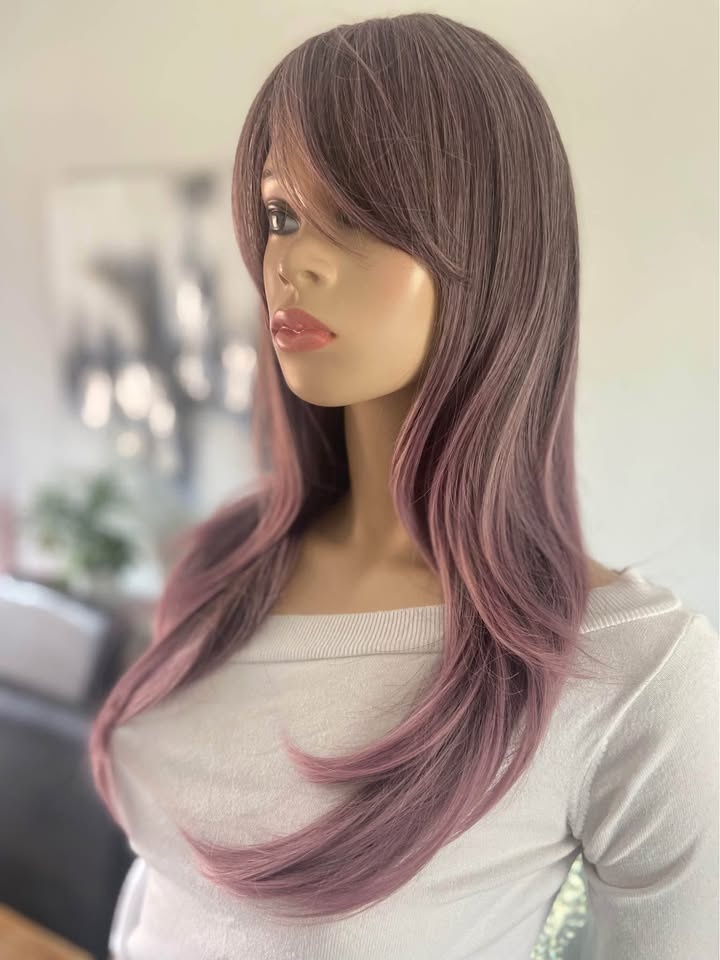 NWT Long Straight Ombré Purple Pink Synthetic Wig 2300 - photo 5