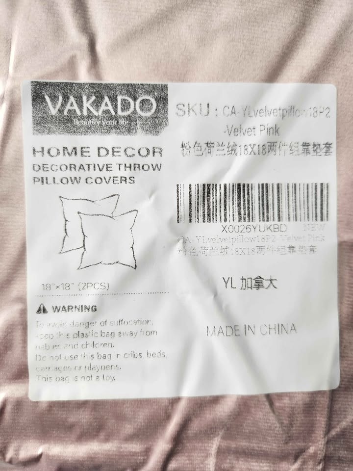 Vakado Decorative Throw Pillow Covers 18x18 2pcs - Velvet Pink - photo 5