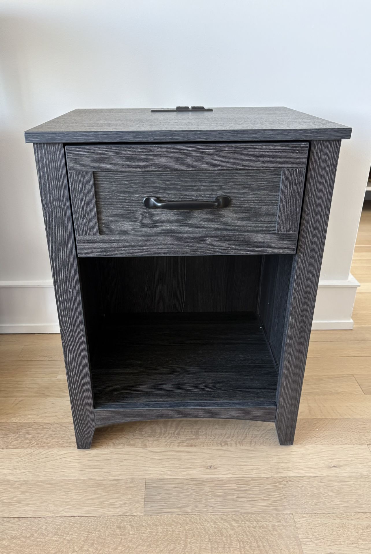 Brand New Dark Grey Nightstand With Charging Station - photo 4