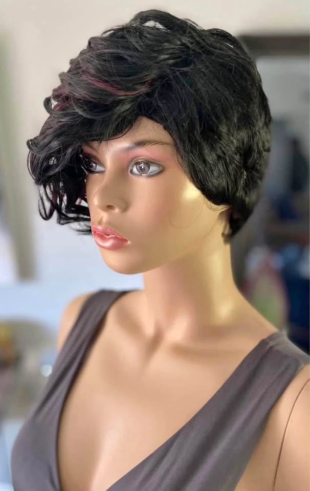 NWT Pixie Style Short Asymmetrical Blk/Red Synthetic Wig 678