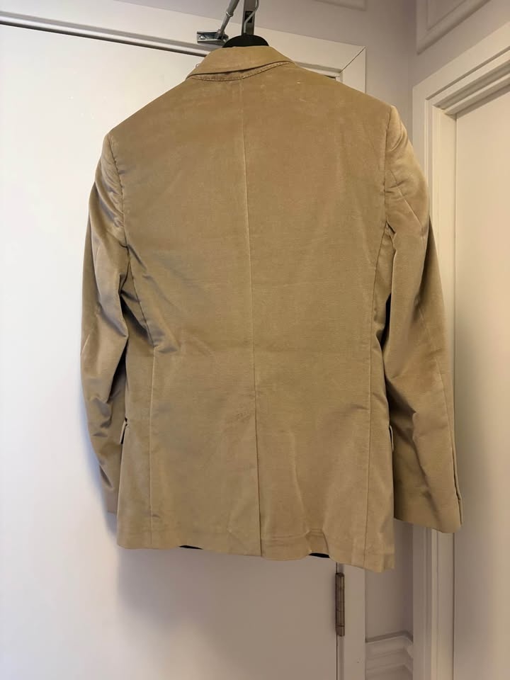 Dolce & Gabbana Beige Velvet Tuxedo Blazer - Sz 48 IT (Small) - photo 3
