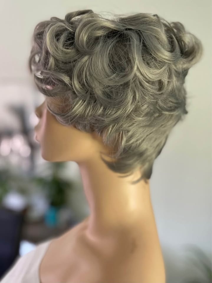 NWOT Short Pixie Curly Grey Silver Synthetic Wig (2307) - photo 4