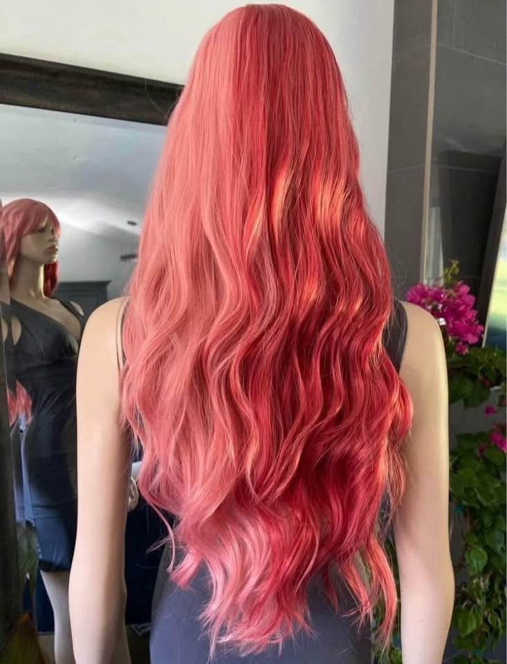 NWOT 2-Tone Pink Long Wavy Synthetic Wig w Bangs 2190 - photo 3