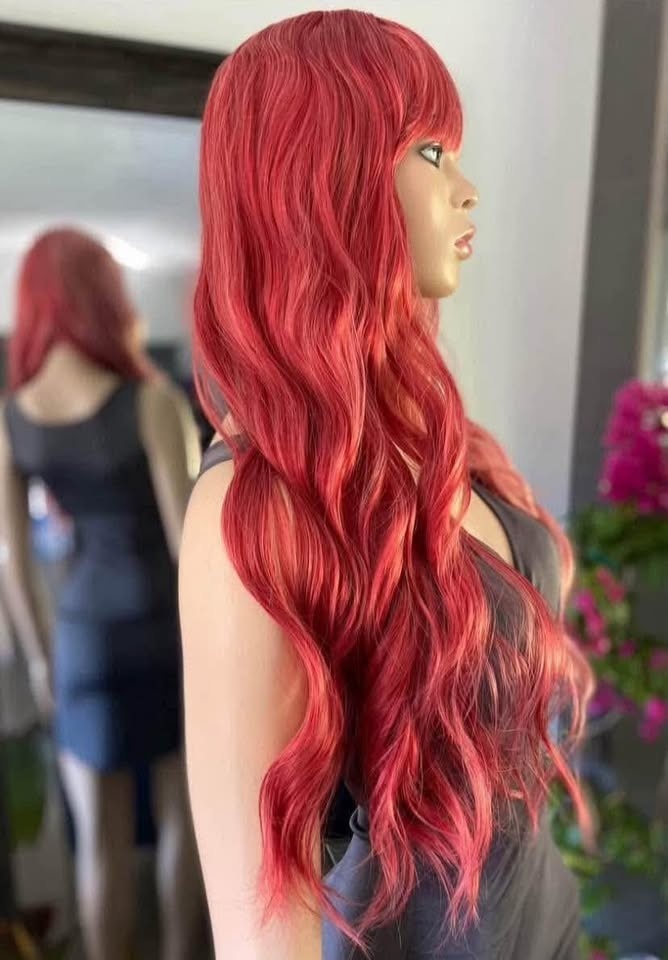 NWOT 2-Tone Pink Long Wavy Synthetic Wig w Bangs 2190 - photo 5