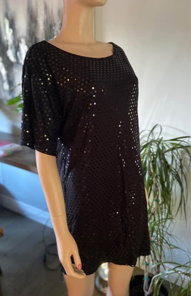 NWT C&C California Blk Sequin Split Sleeve Dress (S) 901 - photo 2