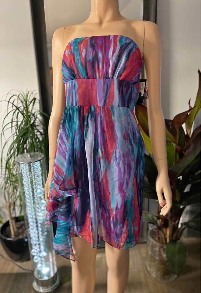 NWT Laundry by Shelli Segal Purple Chiffon Dress Sz 2 509, 606