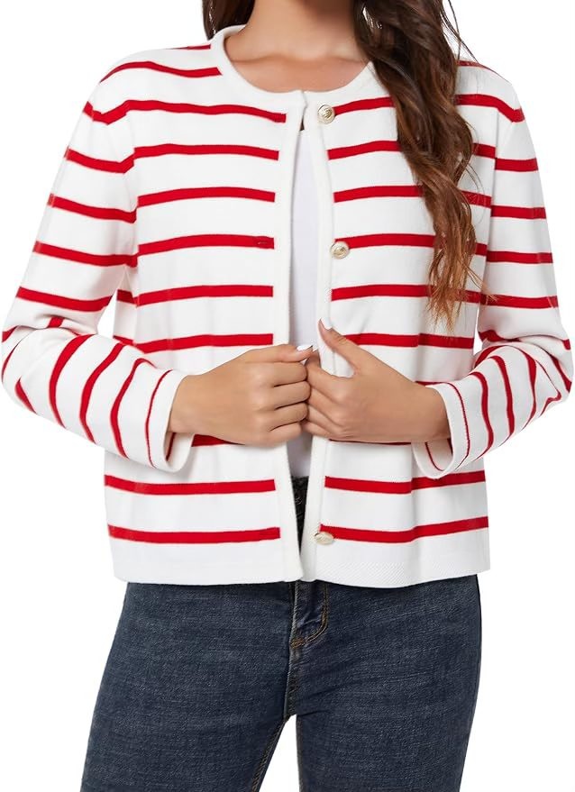 LATAHUO Women's Striped Button Down Cardigan ~ Small NEW 🧡 - photo 4