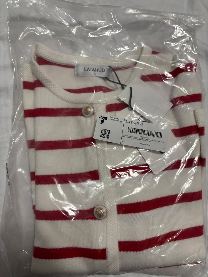 LATAHUO Women's Striped Button Down Cardigan ~ Small NEW 🧡 - photo 5