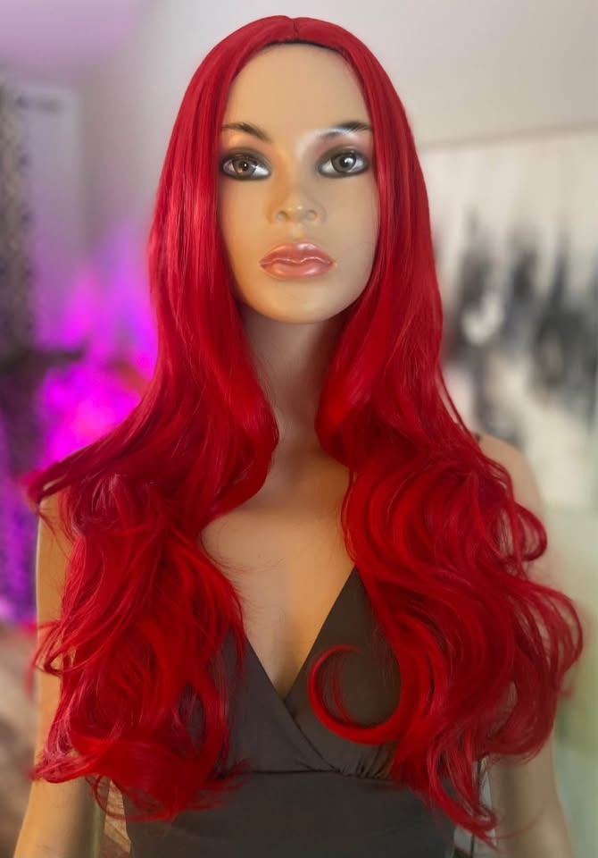 NWT: 26” Long Wavy Layered Bright Red Synthetic Wig 2263 - photo 2
