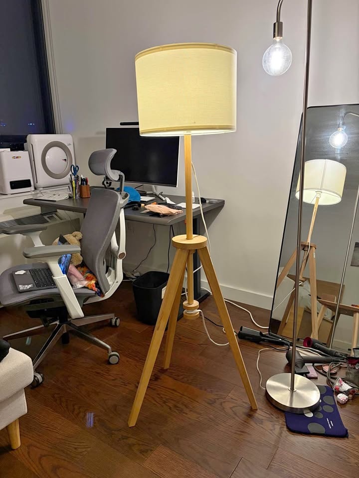IKEA Wooden Tripod Floor Lamp with bulb