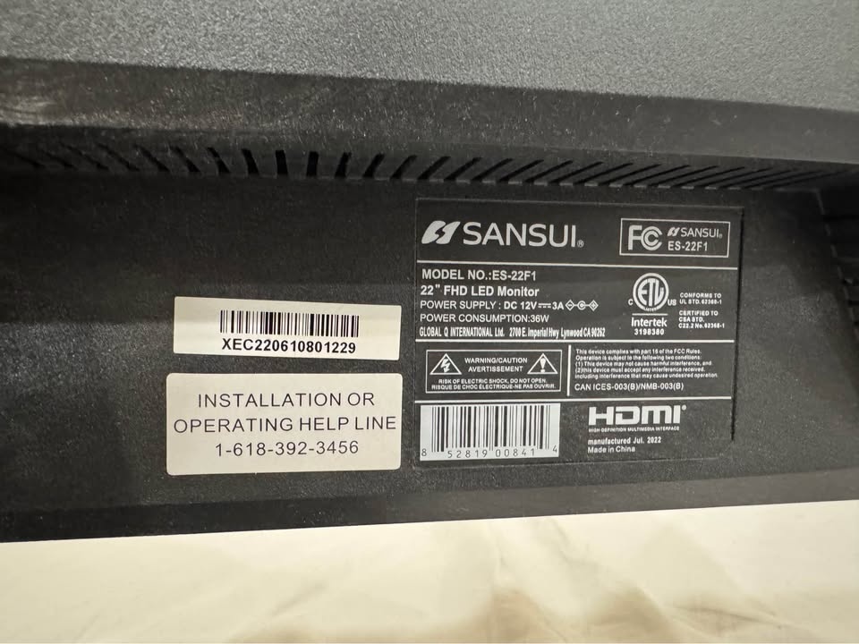 Sansui 22” IPS Full HD Monitor – 75Hz – Excellent Condition - photo 2