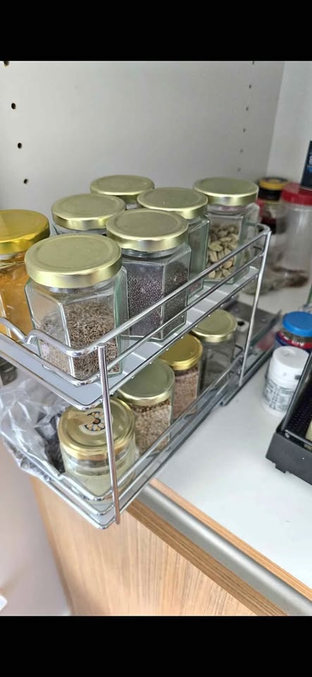 2-Tier Pull Out Spice Rack Organizer