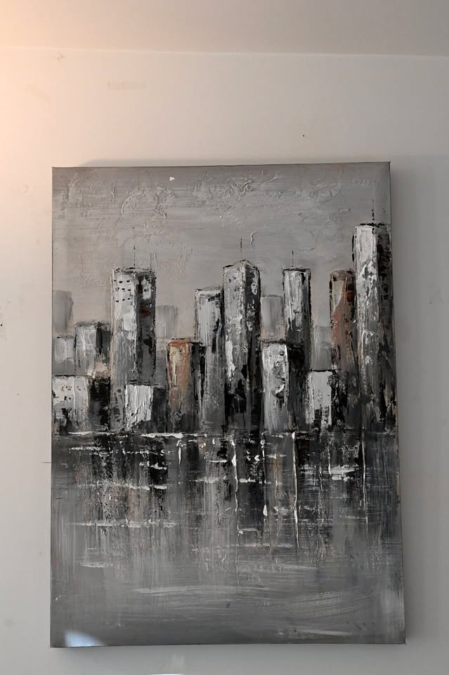 Modern Grey City Canvas Art