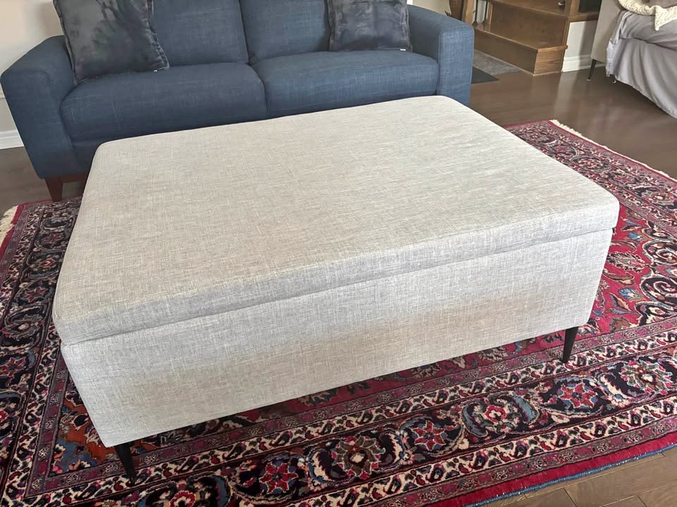 Custom-Made Light Gray Storage Ottoman / Coffee Table – Like New