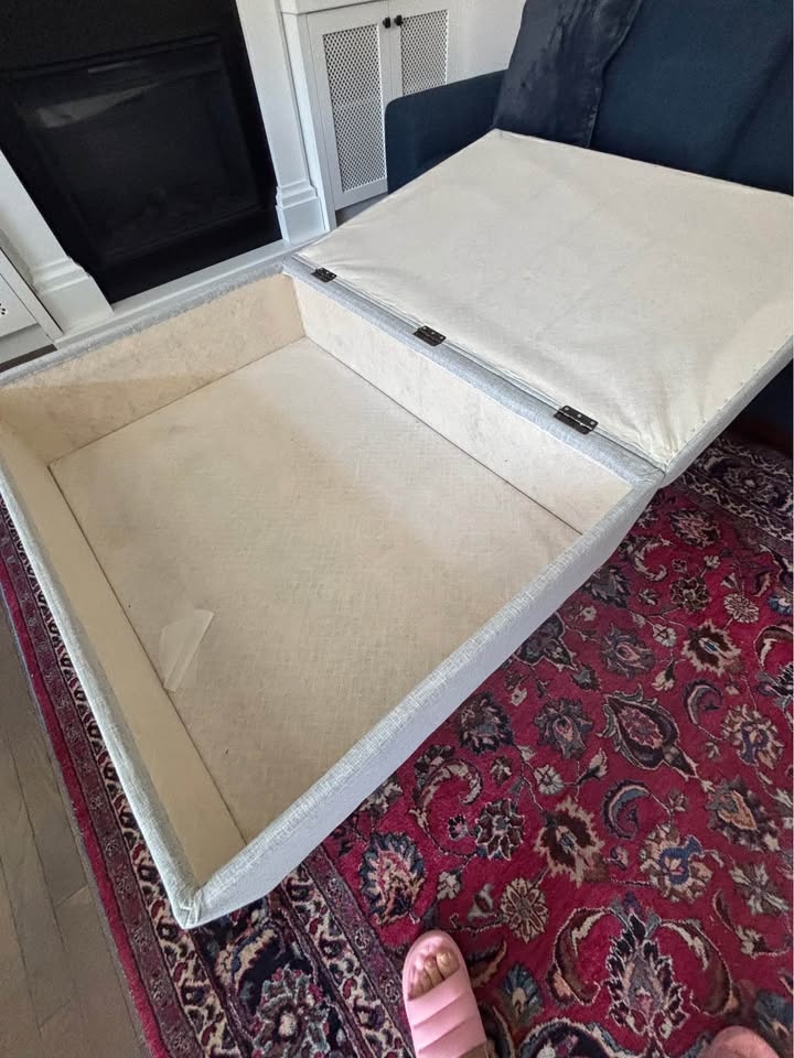 Custom-Made Light Gray Storage Ottoman / Coffee Table – Like New - photo 2