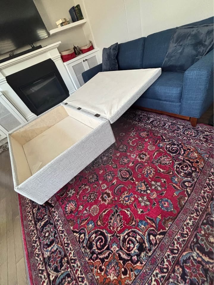 Custom-Made Light Gray Storage Ottoman / Coffee Table – Like New - photo 3