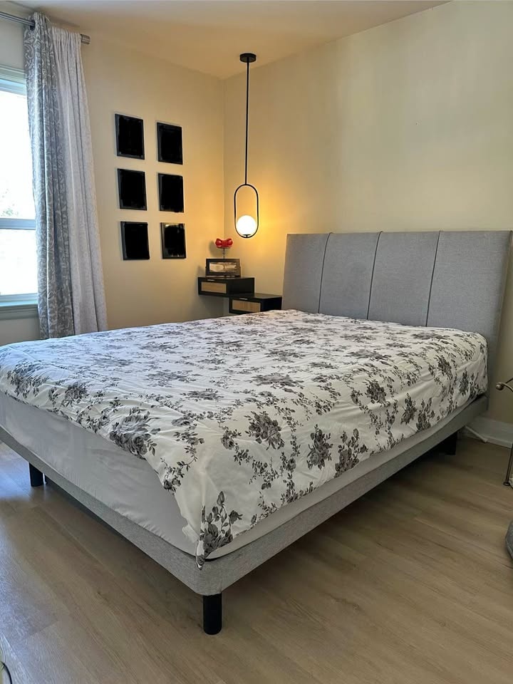 Modern Queen Upholstered Bed Frame - Grey
