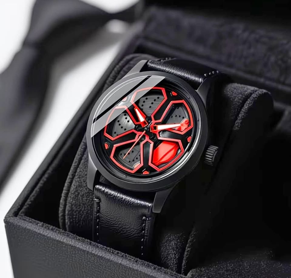 VA VA VOOM Men's PU Leather Watch - Racing Wheel Dial