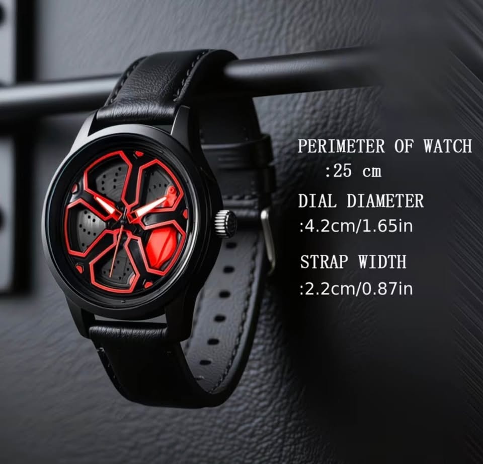 VA VA VOOM Men's PU Leather Watch - Racing Wheel Dial - photo 3