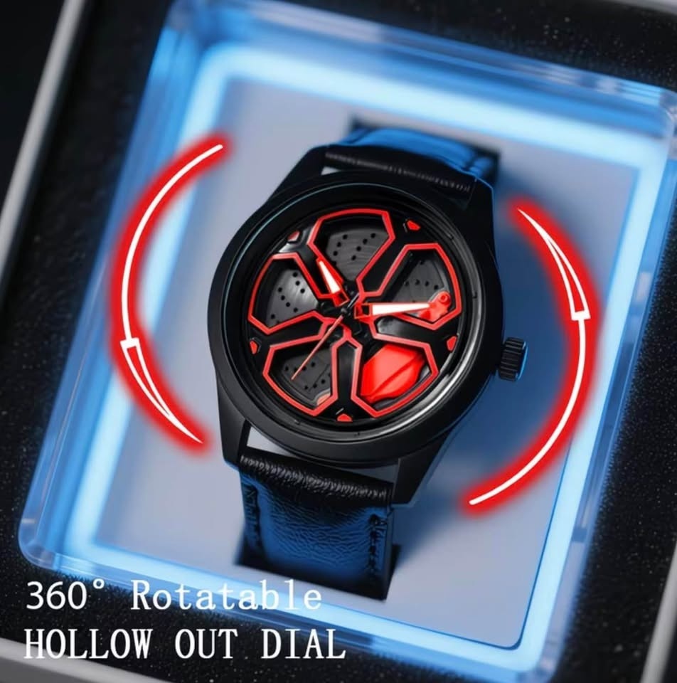 VA VA VOOM Men's PU Leather Watch - Racing Wheel Dial - photo 4
