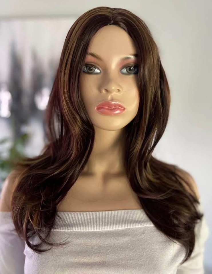 NWOT Long Layered Dark Brown/Caramel Synthetic Wig 2346 - photo 2