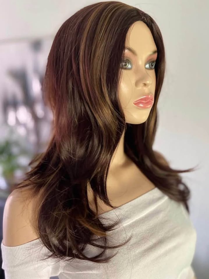 NWOT Long Layered Dark Brown/Caramel Synthetic Wig 2346 - photo 3