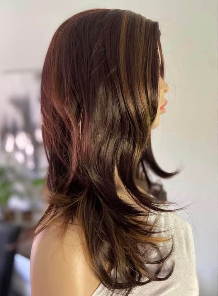 NWOT Long Layered Dark Brown/Caramel Synthetic Wig 2346 - photo 4