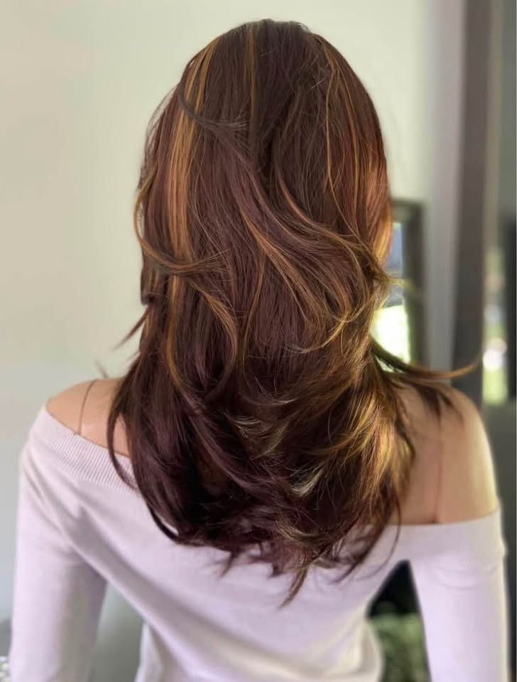 NWOT Long Layered Dark Brown/Caramel Synthetic Wig 2346 - photo 5