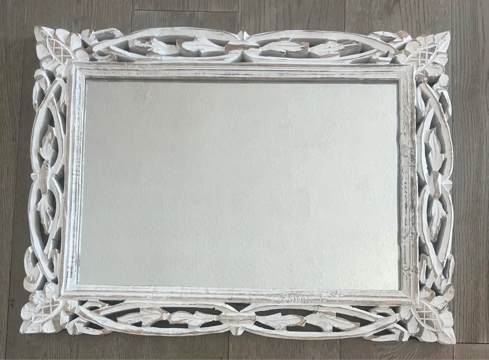 White Wooden Wall Mirror - photo 2