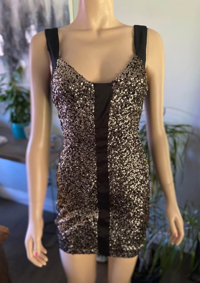 NWT Jessica McClintock Black Sequin Cocktail Dress Size 4 (104) - photo 2