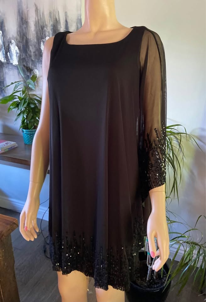 NWT Onyx Nite Black Sequined Cocktail Dress (Sz 4) 917 - photo 2