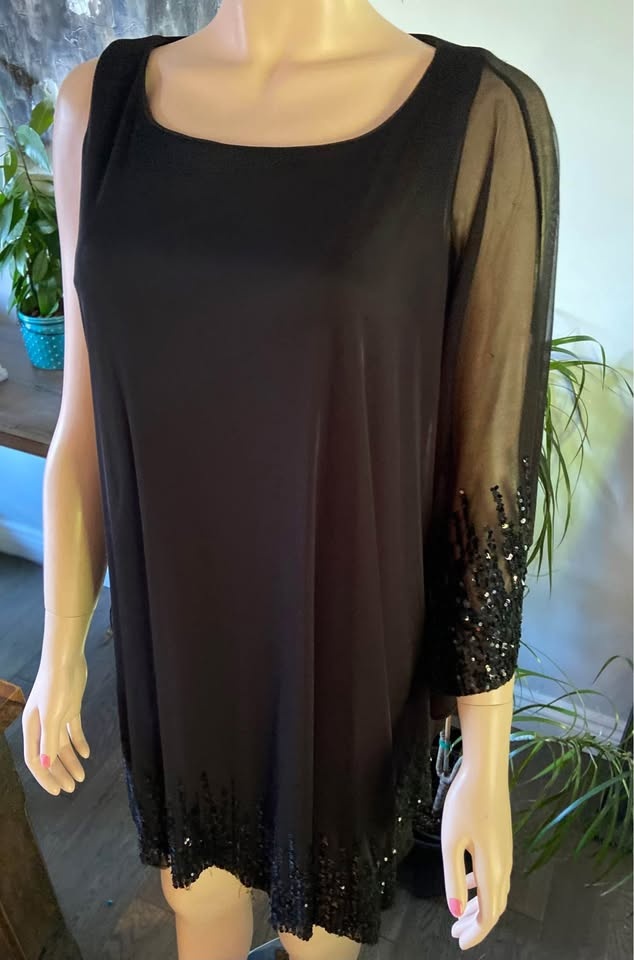 NWT Onyx Nite Black Sequined Cocktail Dress (Sz 4) 917 - photo 3
