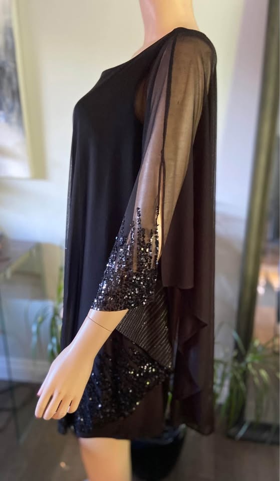 NWT Onyx Nite Black Sequined Cocktail Dress (Sz 4) 917 - photo 4